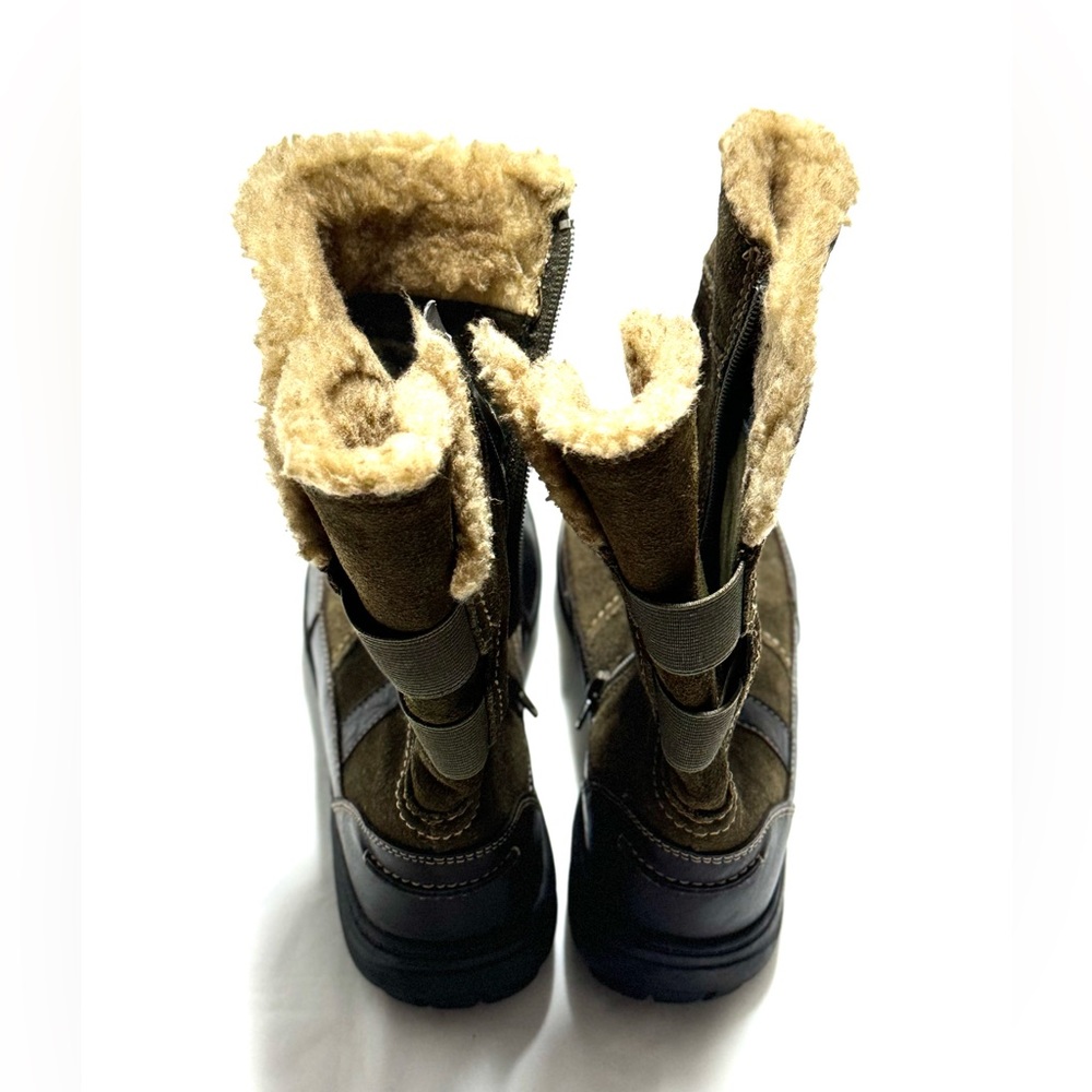 Clarks Womens 63063 Taupe-Black‎ Leather Winter  Boots Sz 7W 1012 - Picture 3 of 10